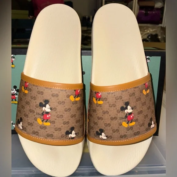 GUCCI DISNEY x MICKEY MOUSE SIGNATURE GG SANDALS SLIDES SZ 9 MEN SZ 11 US 41 IT - Picture 3 of 15